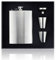 Hip Flask Set, 8 oz Stainless Steel Silver Hip Flask with Funnel and 2 Small Glasses Portable Pocket Whiskey Flask with Gift Box for Men Bar Party Outdoors Climbing