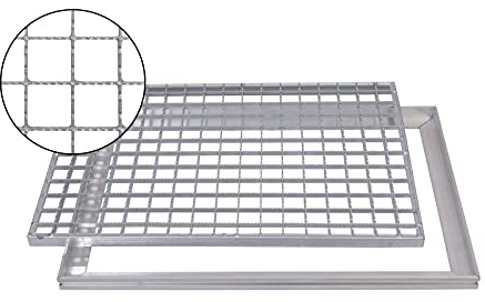 Gleitschutz Gitterrost 100x50cm Maschenrost 30/30 mit ACO ALU Einbaurahmen Zarge Schuhabstreifer