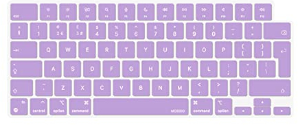 MOSISO Keyboard Cover Skin Compatible with MacBook Air 13.6 M3 A3113 M2 A2681 2025-2022, for MacBook Air 15 2025-2023, for Mac Pro 14/16 inch M4 M3 M2 M1 2021-2025, EU Layout, Light Purple