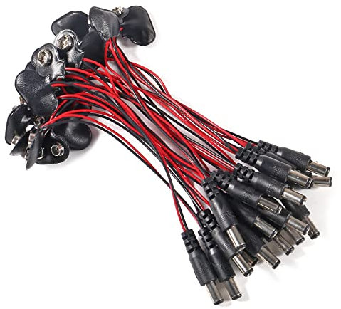 30Pcs T Type 9V Battery Clip Connector T-Type 9 Volt Battery Buckle Connector with 2.1mm X 5.5mm Male DC Plug for 9V Battery Button Connector Battery Holder