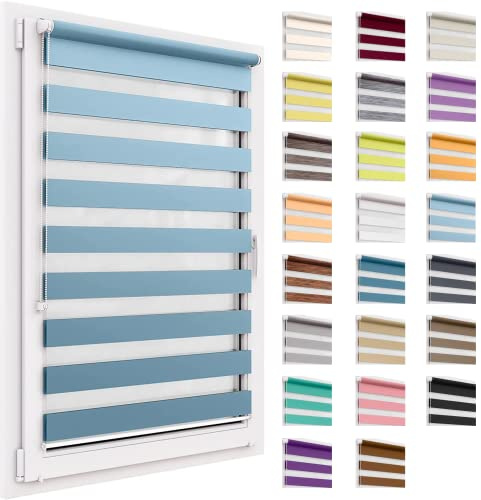 Doppelrollo ohne Bohren, 80x150 cm Stoffgröße, Duo Rollo Klemmfix, Easyfix, lichtdurchlässig und verdunkelnd, Day&Night, Klemmrollo Sonnenschutzrollo Fensterrollo für Fenster & Türen