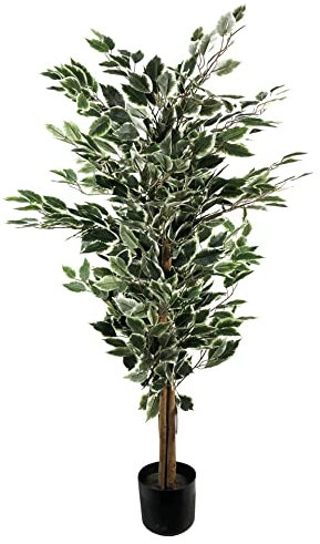 Leaf Artificial Ficus Tree/Plant, Mixed Materials, Variagated Tall Natural, 130cm