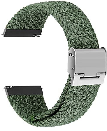 yanghongyua Universelles 20-mm-Uhrenarmband, Ersatz-Nylon-Uhrenarmband für Samsung Galaxy Watch 3 41 mm, Nylon-Uhrenarmband mit Metallschnalle für Huawei Watch 2. (olivgrün)