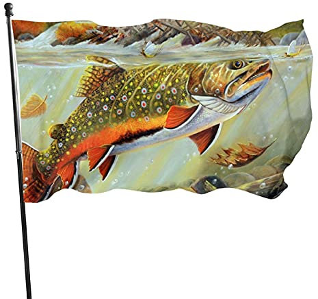 Fahnen, Fliegenfischen Flagge 5 Fuß x 3 Fuß mit Ösen Banner Polyester Gartenflaggen Hauswandflaggen für drinnen und draußen