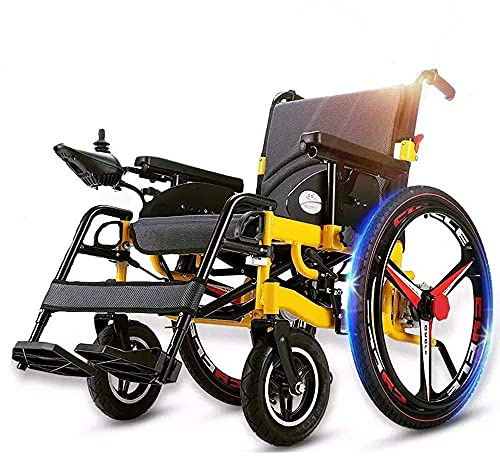 HODAGES Elektrischer Elektrorollstuhl Heavy Duty Faltbarer Rollator Sitzbreite 50 cm und 360° Joystick Sicherheitsgurt Abnehmbare Fußstützen Tragfähigkeit 100 kg