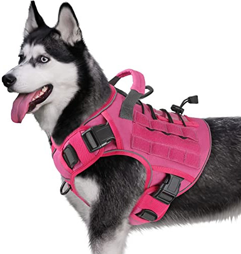 WINGOIN Taktisches Hundegeschirr mit Griff, für große und mittelgroße Hunde, kein Ziehen, verstellbar, reflektierend, K9, Militär-Hundeweste, Geschirre für Bullterrier, Dalmatiner, Border Collie,
