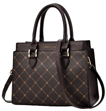 NICOLE & DORIS Handtasche Damen Mittelgroß Frauen Umhängetasche Elegant Schultertasche PU Leder Henkeltasche Shopper Tote Tasche mit Abnehmbarem Schultergurt Kaffee