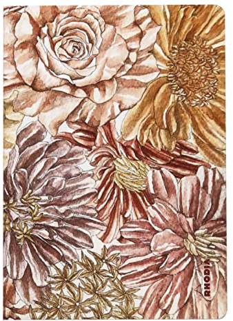 Rhodia 120030C - Rhodia ORANGE Botanique - Notizheft DIN A5 liniert, 32 Blatt, elfenbeinfarbiges 90g Papier, Soft Touch Einband, Blumenmotiven, 1 Stück