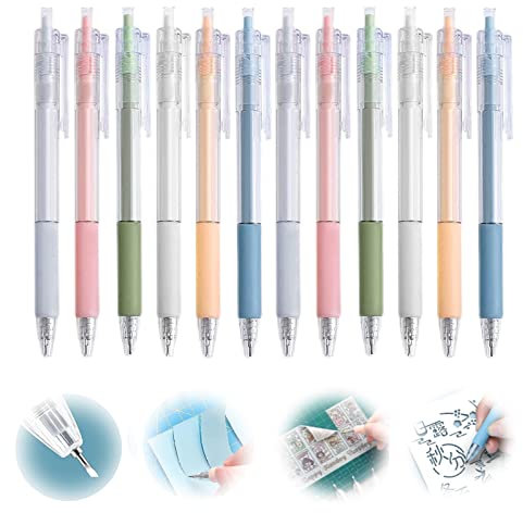 Cartoon-Muster Student Allzweckmesser Stift, Craft Cutting Tool Paper Pen Cutter, kreative einziehbare Präzisions-Craft-Schneidewerkzeuge für Kunstdruckpapier Scrapbook (12)