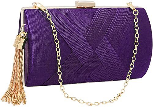 YeeHeen Pochette de soirée élégante pour femme, sac à main à pompons pour mariée, bal, soirée, fête, violet