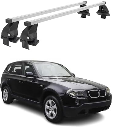 OMAC Menabo Dachträger für BMW X3 E83 2003-2010 Stahl Silber | DIN 75302:2019 & ISO/PAS 11154:2006 geprüft, Abschließbar, City-Crash-getestet, bis 50 kg Traglast, Querträger, Grundträger