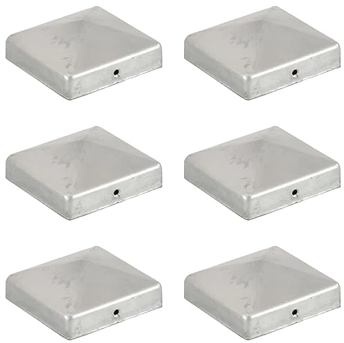 vidaXL 6x Pfostenkappe Pyramide Zaunkappe Pfahlkappe Zierkappe Abdeckkappe Zaunpfahlkappe Pyramidenkappe für Pfosten Feuerverzinkt Verzinktes Metall 81x81mm