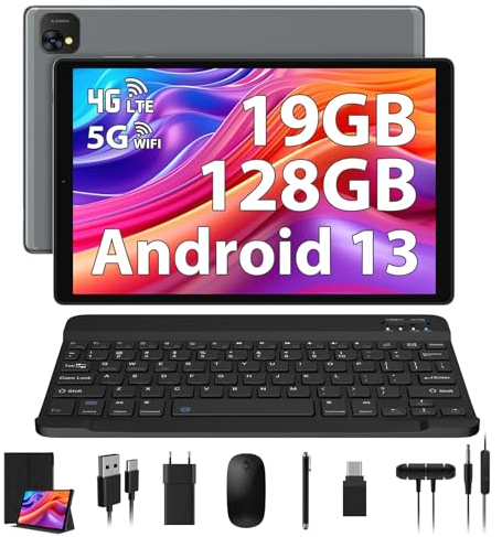 PIXPEAK Tablet 10 pollici 4G lte e 5G WiFi, Android 14.0 Octa-Core 2.0GHz, 36GB RAM, 128GB ROM (1TB TF), INCELL 1920 * 1200, 13MP+8MP, Tablet in offerta con Tastiera etc, GPS/Bluetooth, Grigio