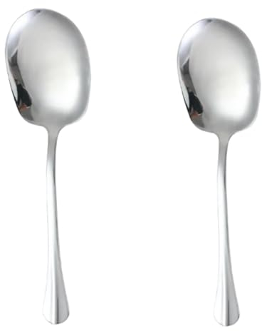 JAMN 2 Pc Stainless Steel Extra Large Serving Spoons Set, Refined with Classic Long Handle. Timeless Design Dishwasher Safe. All Occasion Serving Spoon. Measures a Generous 25.3cm L x 7.2cm Width