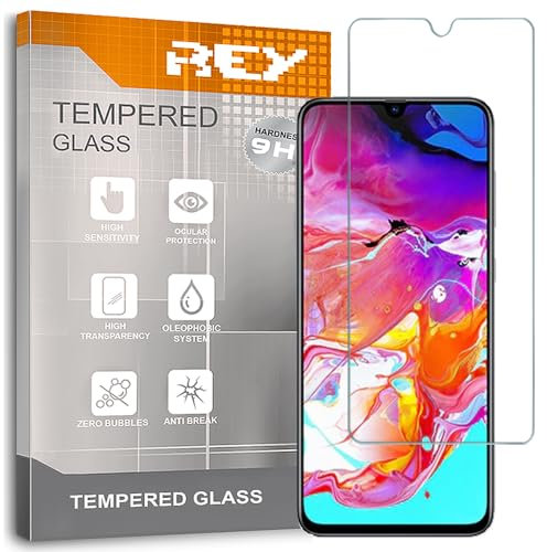 REY Pack 2X Bildschirmschutz aus gehärtetem Glas für Samsung Galaxy A70 - A70S, Schutzfolie, Displayschutzfolie 9H+ Härte, Anti-Kratzen-Öl-Bläschen