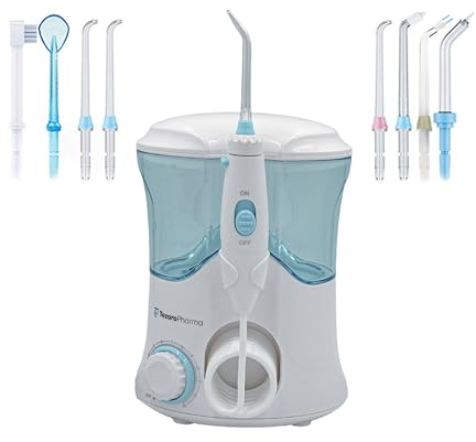 Behler Instruments - Feststehende Munddusche mit 8 verschiedenen, Düsen und 10 Einstellbare Reinigungsmodi von 30 bis 120 psi - Zahnzwischenraumreiniger - Kapazität von 600 ml für Tiefenreinigung