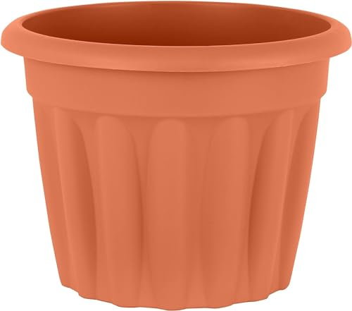 M1SS 50cm Round Plastic Planter Flower Pot Nursery Planter Decorative Garden Container for Patio, Indoor and Outdoor Bonsai Plants, Aloe, Herb, Orchid and More Plants/Flowers (Terracotta)