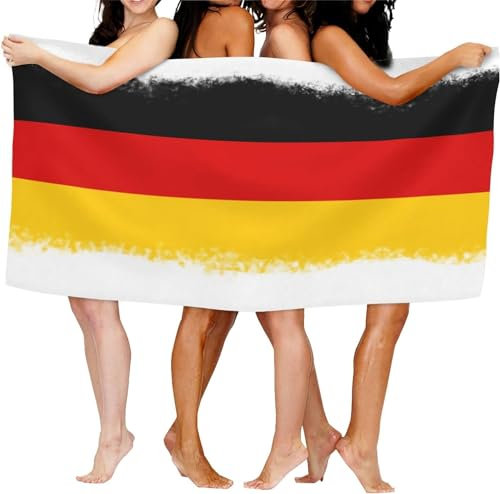 Latwerio Strandtuch Deutschland-Flagge, 3D Handtuch Deutschland-Flagge Badetücher, Absorbierendem Strandtuch Mikrofaser Weich Badetuch für Camping Fitnessstudio Reise Strandhandtuch 90x180 cm s5254