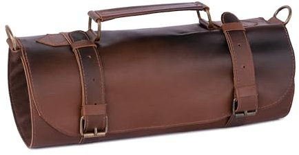 Vintage Style Handmade Full Grain Leather 7 Pocket Chef Bag for Small Tools Chef Case Tool Roll Storage Bag for Chef (Distressed Brown)