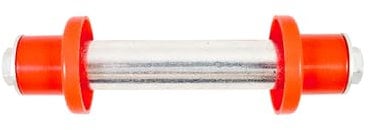 HSI Achse für Schubkarrenrad 20 x 130 mm aus verzinktem Stahl und Kunststoff, Rot - Schubkarrenrad Achse mit 2 x Distanzhülsen