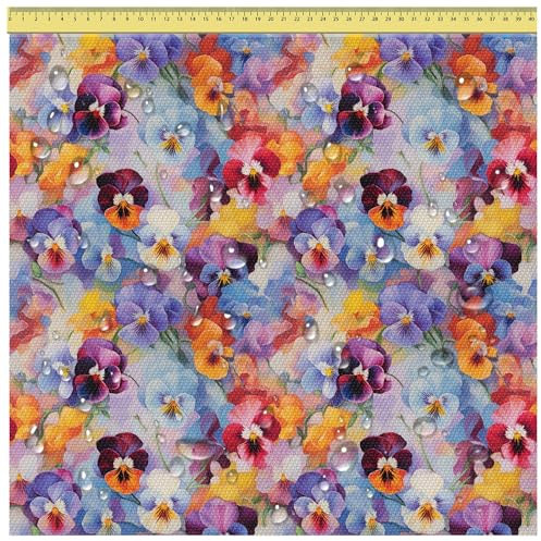 DreamRoots Segeltuch Wasserdicht - Polsterstoff Meterware 160 cm breit - Wasserabweisender Stoff 220 g/m2 600D - Markisenstoff Wasserdicht Meterware Colorful Flowers Pattern 1M