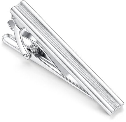 Mr.Van Krawattenklammern Herren, Krawattenklammer Formale Quadratische Kanten Krawattennadeln Silber Clip auf Krawatten für Männer Hochzeit Business Schmuck Geschenk Normale Größe