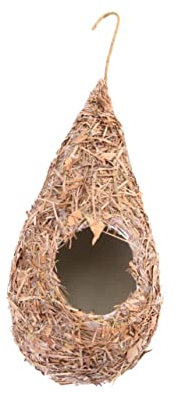 Sosoport 2pcs Weaving Birds Nest Grass Craft Hanging Nest for Birds for Canary Parrot and Lark Provides Comfortable Sleeping and Play Space Random Hook Style
