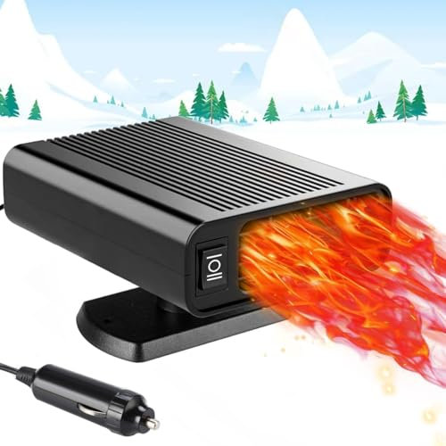 Autoheizung,2 in 1 Auto Heizlüfter 12V 200W Auto Heizung Entfroster 360° Drehbar Entfroster Autoheizung Schnelle Heizung Defroster für Auto Windschutzscheibe Schnelle Heizung(Schwarz)