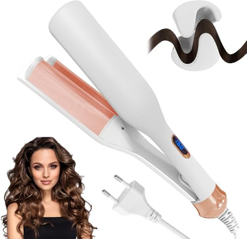 Rizador Pelo Ondas, Rizador De Pelo 32mm, Ondas Profundas, Ondas Al Agua, Ondas Sirena, Moldeador De Ondas, Rizador Francés Para Pelo Largo Corto, Rizadores De Temperatura Regulable (Blanco)