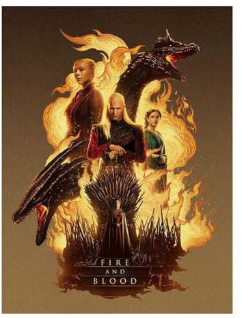 House Of the Dragon Leinwanddruck Feuer und Blut, gelb/braun, 80cm x 60cm
