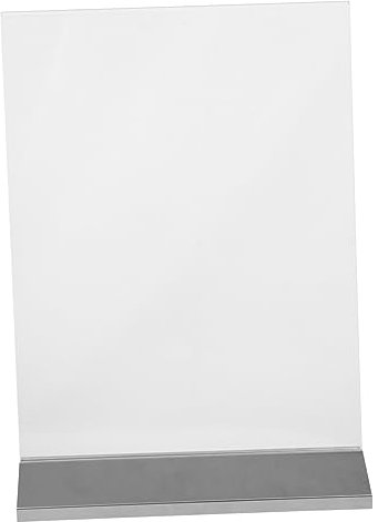 Amosfun Preisschild für Name Büro Tischplatte Vertikale klein Tischaufsteller bilderrahmen Klarer Zeichenstand Acrylrahmen Preisständer Transparenter Schildhalter Rostfreier Stahl Silver