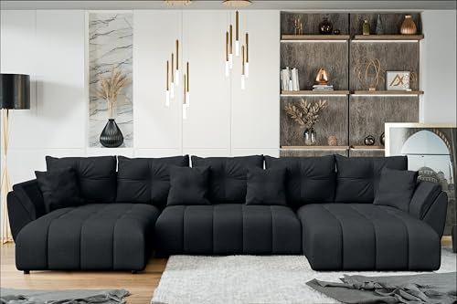 AXLIVING Couch U Form mit Schlaffunktion Antalya 382 cm schwarz