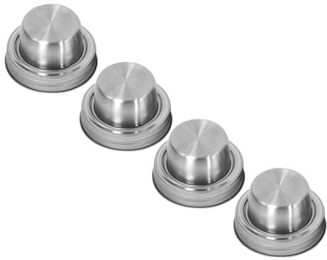 MUCKLILY 4Pcs Stainless Steel Cocktail Shaker Lids for Mason Jars Multi Function Jar Shaker Lids for Mixing Drinks Seasoning Recipes Easy to Clean