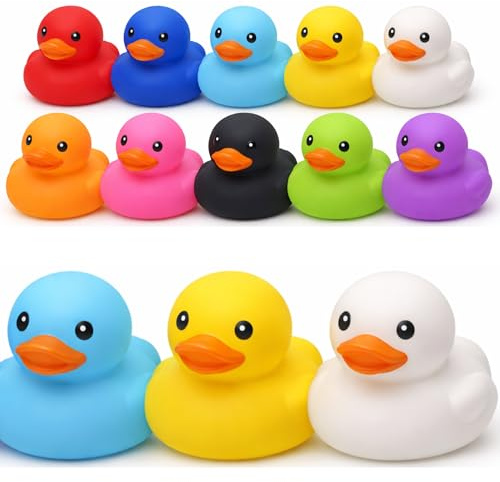 Confezione da 10 mini paperelle in gomma, multicolore, per bagno, piscina, cruscotto dell'auto e baby shower, divertenti bomboniere per bambini