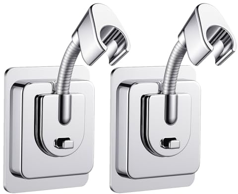 2 Stück Duschkopfhalter Ohne Bohren, 120° Verstellbare Handbrause Halterung Mit Silikon-Adapter, Duschhalter Für Bad, Duschkopf Halterung, Universelle Passform Für Gängige Handbrausen