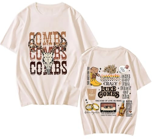 GEPLUM Luke Singer Combs Tour T Shirt Unisex Casual Crew Neck Short Sleeve Summer Tops for Women Men XXS-4XL-Khaki||l