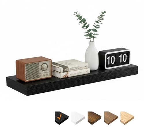 RICHER HOUSE Schwarze Wandregale, 80 x 23,5 x 3,8 cm Wandboard MDF Holz