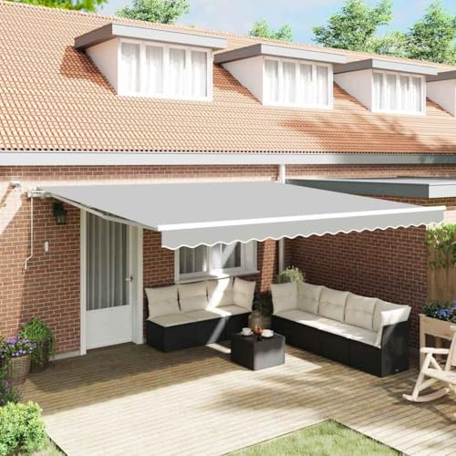 Terrassenüberdachung Freistehend, Markise mit Weiß 4, 5 × 3, 5 m Metall Senkrechtmarkise Außen für Balkon Terrasse Garten, Terrassenüberdachung