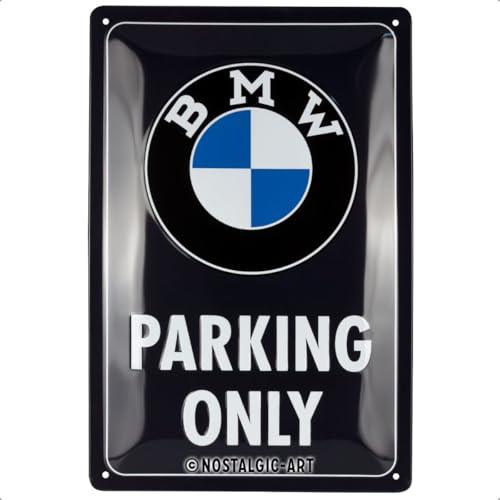 Nostalgic-Art Retro Blechschild, 20 x 30 cm, BMW – Parking Only Classic | Original BMW Lizenzprodukt (OLP), aus Metall, Vintage Design, Blechschilder Sprüche, Geschenk-Idee für BMW-Fans