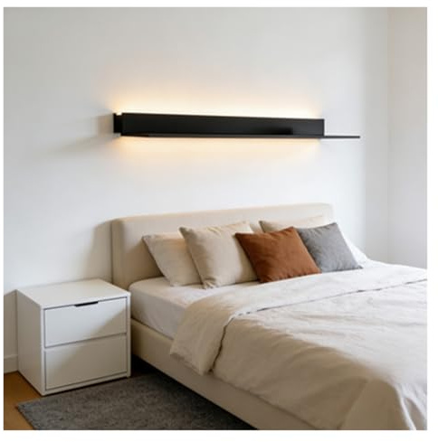 Schwebendes Wandregal mit integriertem LED-Licht, beleuchtetes Wandregal aus Metall for gewerbliche Bars/Wohnzimmer/Badezimmer(Black/3k,100cm/39in)