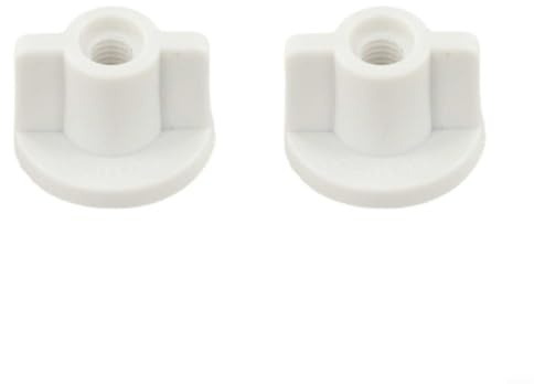 Glomc Lot de 2 vis de siège de toilette, écrous arrière de rechange pour abattant de toilette, installation fixe en plastique, compatibles avec vis de 6 mm, blanc