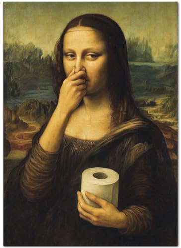 artpin® Gäste WC Poster Mona Lisa mit Klopapier Badezimmer Wanddeko für Toilette A4 ohne Bilderrahmen B20