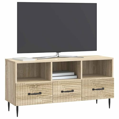 vidaXL TV-Schränk Sonoma-Eiche 102 x 34,5 x 50 cm Holzwerkstoff, Wohnzimmer, Vintage Stil, rechteckige Medienkonsole, viel Stauraum für Moderne Heimorganisation
