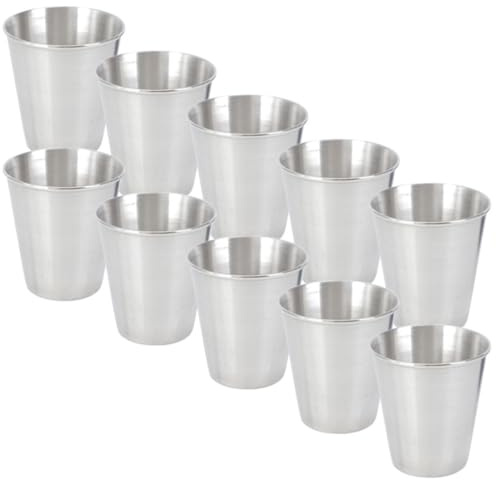 Lurrose Lot de 10 Tasses Inox en Acier Inoxydable 70ml, Gobelets à Boire Compacts et Solides, pour Camping et Usage Multifonction