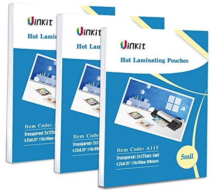 Uinkit Thermo-Laminierfolien, Kartengröße, 10,9 x 16,3 cm, 5 mm Dicke, Laminierfolien für zusätzlichen Schutz, versiegelt, 10,2 x 15,2 cm, Foto, transparent, glänzend, Laminierfolien für
