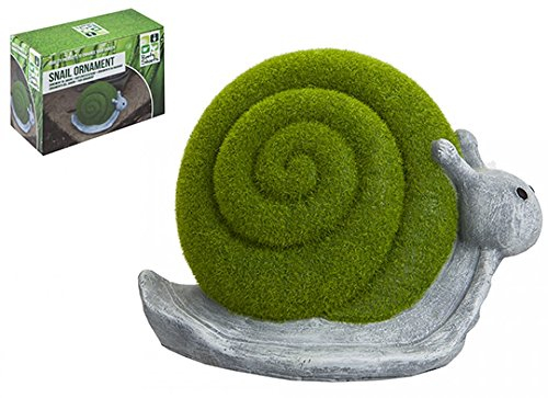 Green Flock Snail Polyresin Ornament - 12 x 17.8 x 7.7 cm (1 Pc.) - Vibrant Outdoor Garden Decor for Enchanting Spaces, Perfect Gift for Nature Lovers