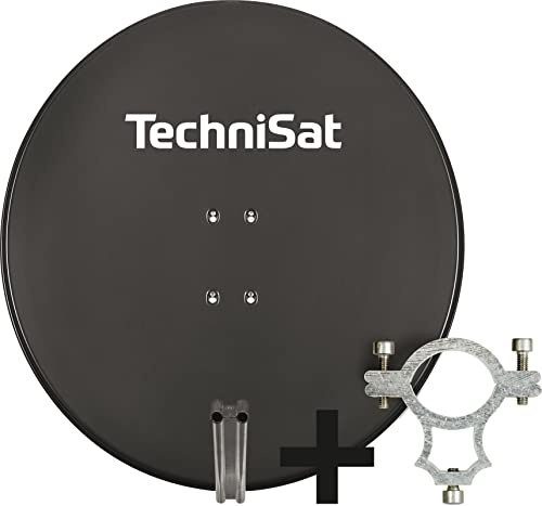 TechniSat SATMAN 850 Plus - Satellitenschüssel, 85 cm Sat Anlage, Grau | Antenne mit Masthalterung und Halteschelle, vorbereitet für die Aufnahme eines 40 mm LNB