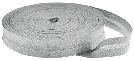 25m Baumwoll-Schrägband 14mm gefalzt, Farbwahl - Einfassband Nahtband Kantenband, Farbe:silbergrau