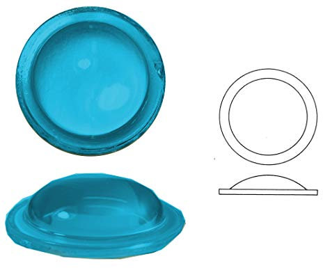 Bleiverglasungstein Bullauge glatt aus Glas, 1 STK., rund, Ränder geschert, Ø ca. 50 mm, h ca. 11 mm (transparent aquamarin)