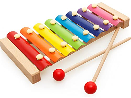 Jzhen Xylophone Jouets Knock Piano, Instrument de Musique Xylophone en Bois pour Les Enfants